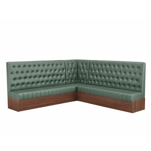 Green Modern L-Shaped Booth with Button-Tufted Backrest Corner Configuration 72"24"72"