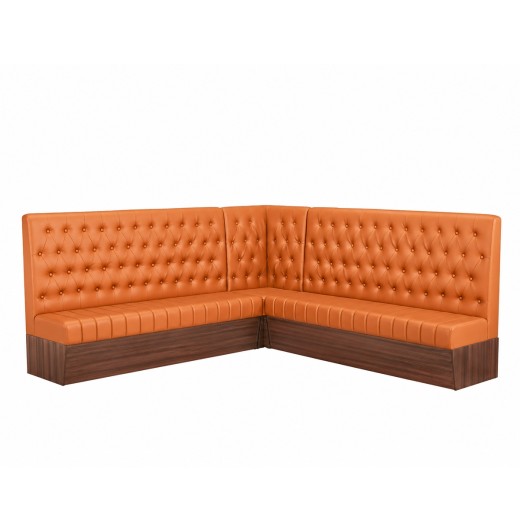 Orange Modern L-Shaped Booth with Button-Tufted Backrest Corner Configuration 72"24"72"
