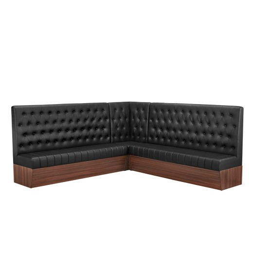 Black Modern L-Shaped Booth with Button-Tufted Backrest Corner Configuration 72"24"72"