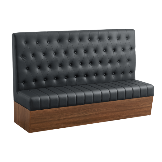 72"L x 46"H Single Melamine Frame Booth w/ Button Tufted Vinyl Back &  Channel Tufted Seat in Black