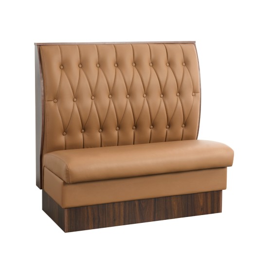 47"Lx46"H Brown Button Tufted Upholstered Melamine Single Booth, Base in Dark Walnut