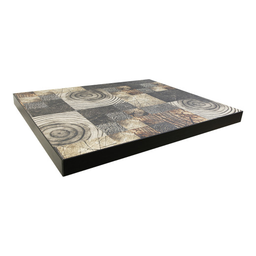 Rustic Indoor Melamine Table Top with 2-Inch Thickness and Black Edge Finish