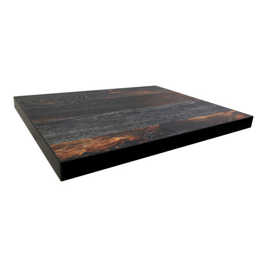 Burnt Woodgrain Indoor Melamine Table Top with 2-Inch Thickness and Black Edge