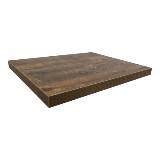 2-Inch Thick Indoor Melamine Table Top with Dark Brown Woodgrain Finish