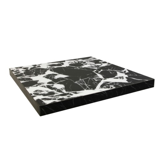 Bold White Marble Veining Melamine Table Top, Indoor Use, 2-Inch Thick