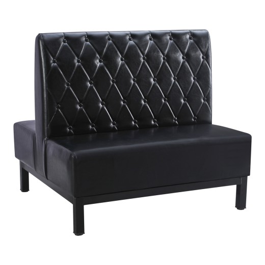 47"L x 44"H Black Double Upholstered Booth with Elevated Base and  Diamond Pattern Tufted Vinyl Back