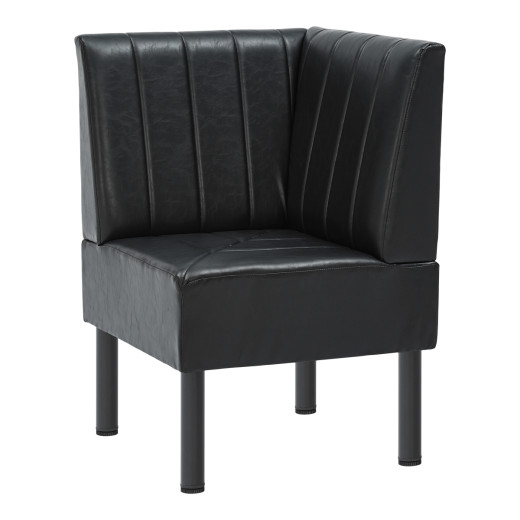 24"L x 36"H Black Corner Booth with Upholstered Seat and Back, Channeled Backrest
