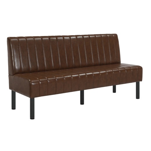 72"L x 36"H Brown Single Booth with Upholstered Seat and Back, Channeled Backrest