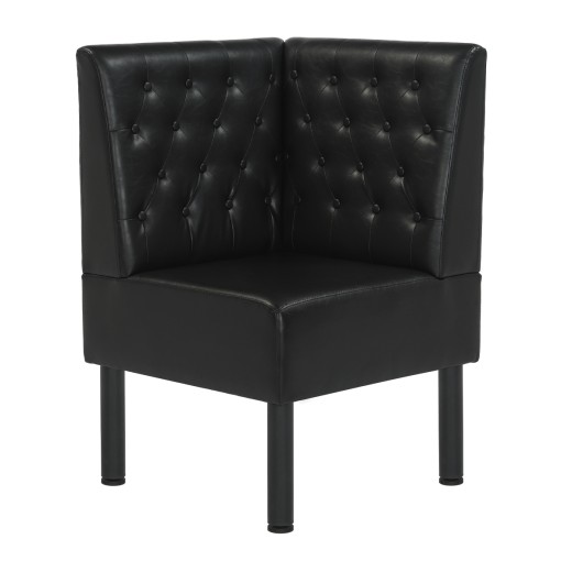 24"L x 36"H Black Corner Booth with Upholstered Seat and Back, Tufted Backrest