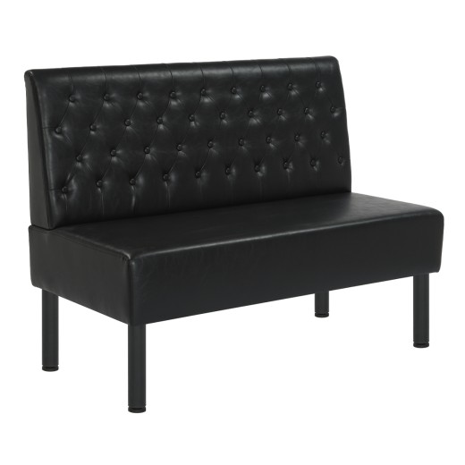 48"L x 36"H Black Single Booth with Upholstered Seat and Back, Tufted Backrest