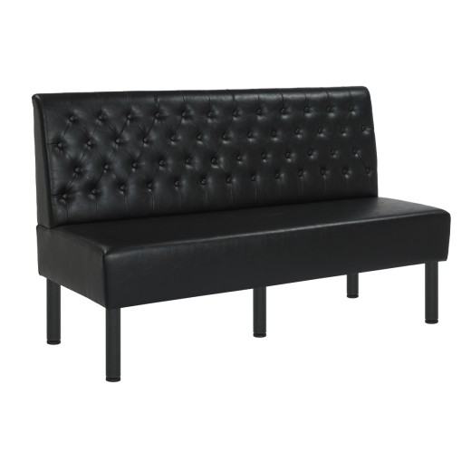 60"L x 36"H Black Single Booth with Upholstered Seat and Back, Tufted Backrest