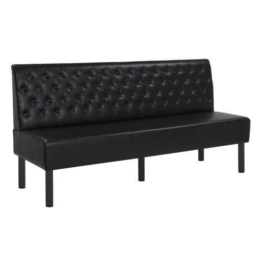 72"L x 36"H Black Single Booth with Upholstered Seat and Back, Tufted Backrest