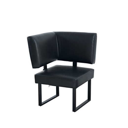 20"L x 37"H Black Corner Booth with Upholstered Floating Back and Metal Frame