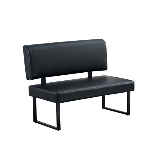 47"L x 37"H Black Single Booth with Upholstered Floating Back and Metal Frame