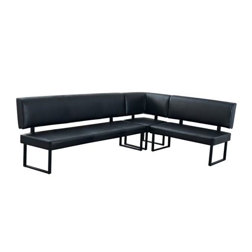 Black L-Shaped Industrial Booth with Upholstered Floating Backrest Corner Configuration – 72" 47" 20"