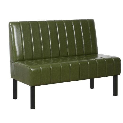 48"L x 36"H Green Single Booth with Upholstered Seat and Back, Channeled Backres
