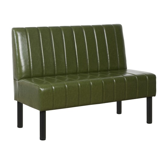 48"L x 36"H Green Single Booth with Upholstered Seat and Back, Channeled Backres