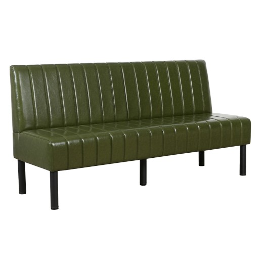 72"L x 36"H Green Single Booth with Upholstered Seat and Back, Channeled Backrest