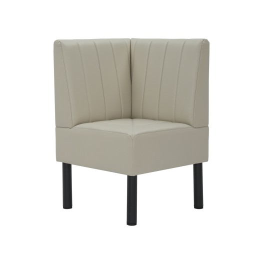 24"L x 36"H Cream Corner Booth with Upholstered Seat and Back, Channeled Backrest
