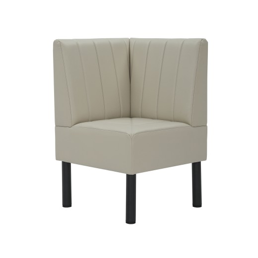 24"L x 36"H Cream Corner Booth with Upholstered Seat and Back, Channeled Backrest