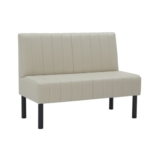 48"L x 36"H Cream Single Booth with Upholstered Seat and Back, Channeled Backrest