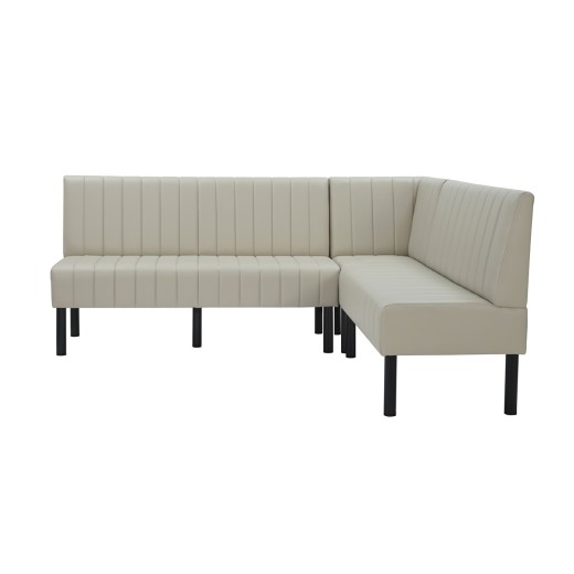 Cream L-Shaped Booth with Upholstered Vertical Channel Backrest Corner Configuration  60" 48" 24"