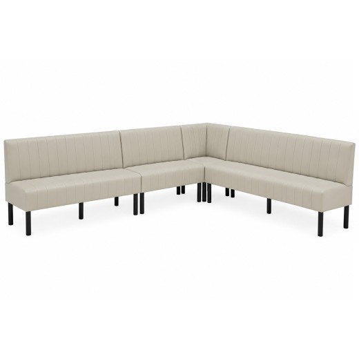 Cream L-Shaped Booth with Upholstered Vertical Channel Backrest Corner Configuration 72" 60" 48" 24"