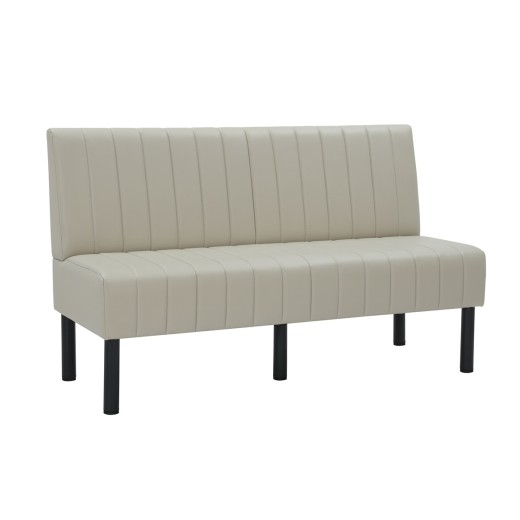 60"L x 36"H Cream Single Booth with Upholstered Seat and Back, Channeled Backrest