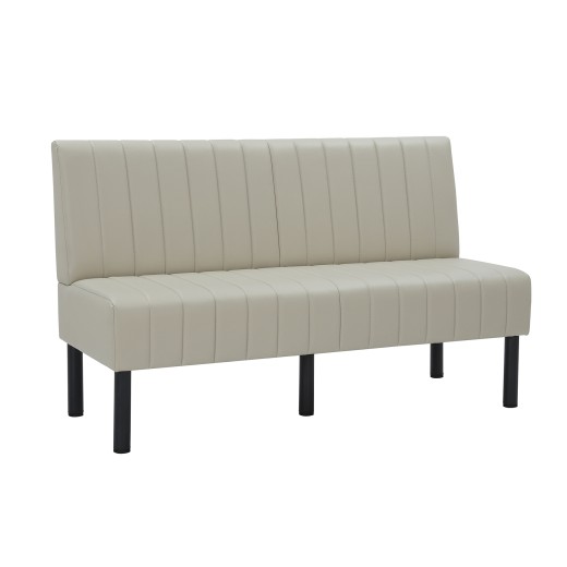 60"L x 36"H Cream Single Booth with Upholstered Seat and Back, Channeled Backrest