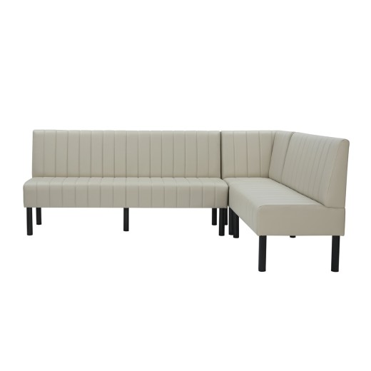 Cream L-Shaped Booth with Upholstered Vertical Channel Backrest Corner Configuration  72" 48" 24"