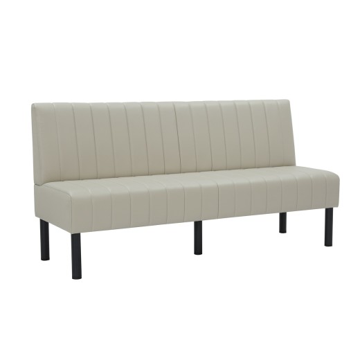 72"L x 36"H Cream Single Booth with Upholstered Seat and Back, Channeled Backrest