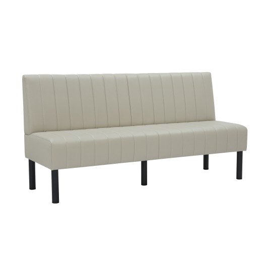 72"L x 36"H Cream Single Booth with Upholstered Seat and Back, Channeled Backrest