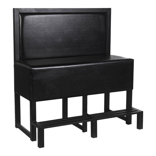 48"L x 52"H, Black Upholstered Metal Bar-Height Single Booth with Black Metal Footrest