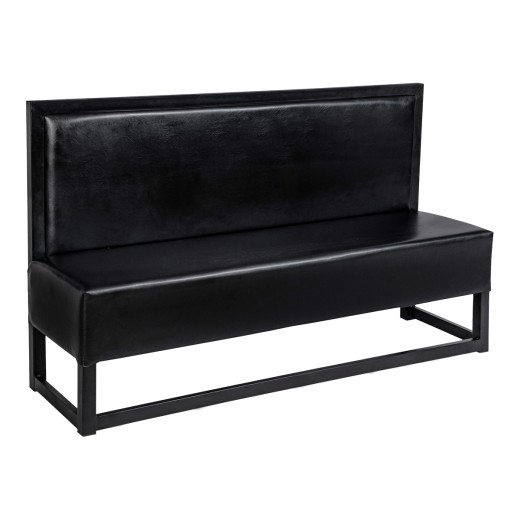 72"L, Black Contemporary  Upholstered Metal Dining Booth   