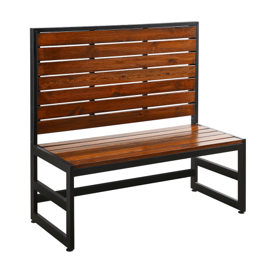 46"H Metal Single Booth, Pinewood Slat Seat & Back