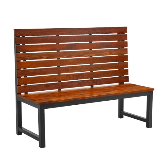 46"H x 60"L Single  Booth with Mahogany-Toned Pine Wood for Seat & Backrest, Frameless Pinewood Seat and Backrest
