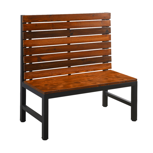 46"H Metal Single Booth, Pinewood Slat Seat & Back