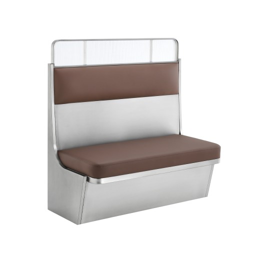 47"L x 48"H Industrial Single Booth with Silver Stainless Steel Frame and Two-Tone Brown Vinyl Cushion