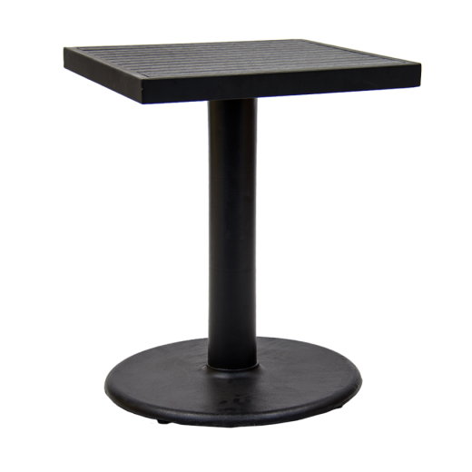 24"X24" Steel Table with Imitation Teak Slat Top in Black