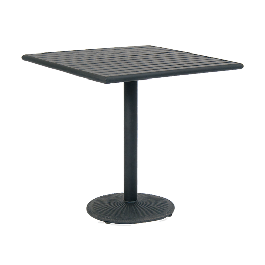 23.5" X 27.5" Metal Table with  Imitation Teak Slats in Black