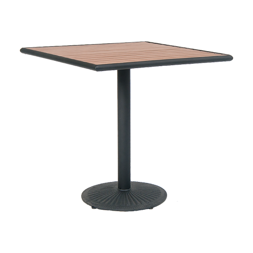 23.5''X 27.5'' Metal Patio Table with Imitation Teak Slats in Coral