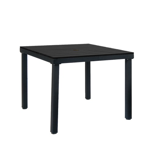 36" X 36" Metal Patio Table with Imitation Teak Slats in Black