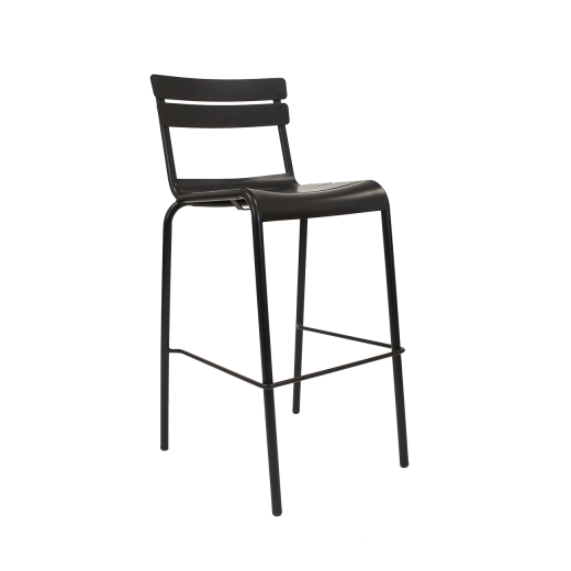 Black Metal Armless Barstool for Outdoor Use