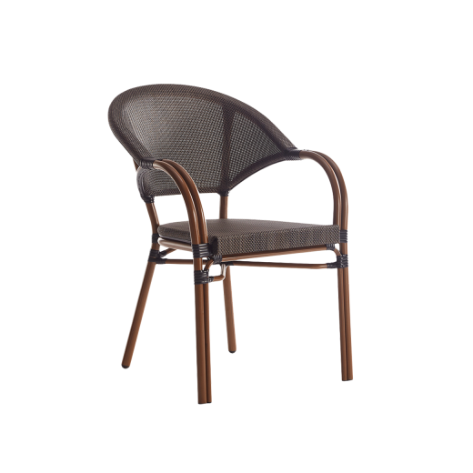 Outdoor Metal Armchair with Poly Woven Back & Seat 
