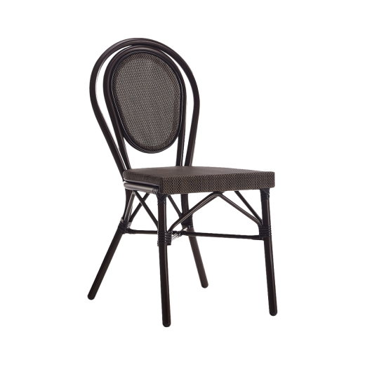 Brown Metal Chair with Poly Woven Back & Seat
