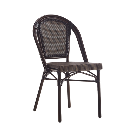Brown Frame Metal Chair w/ Poly Woven Back & Seat
