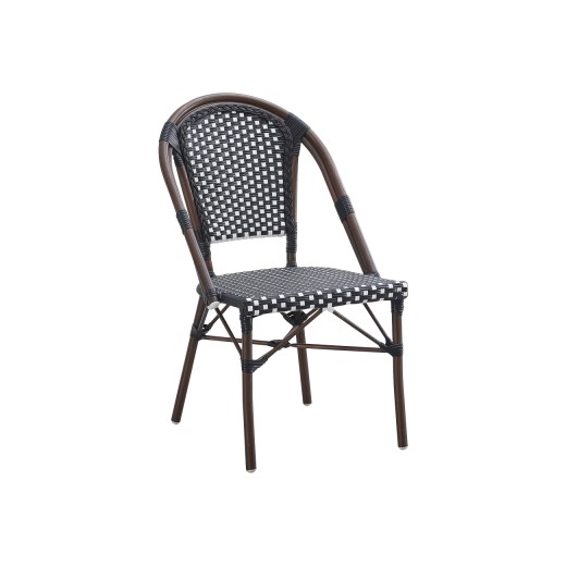 Outdoor Sleek Chocolate Brown Metal Chair with Two-Tone Poly Woven Comfort Seat & Back