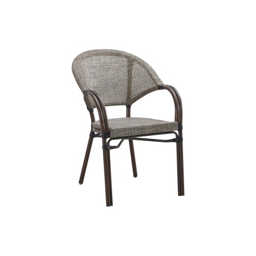 Outdoor Modern Espresso Armchair with Textured Poly Woven Seat & Back