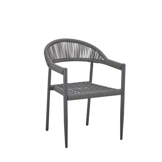 Indoor/Outdoor Metal Patio Armchair in Dark Gray with Terylene Seat & Back