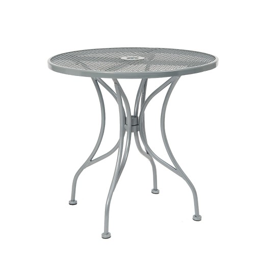 36" Round Steel Mesh Top Table with 2" Umbrella Hole in Grey Finish
